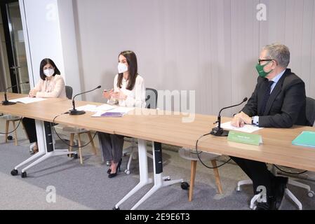 Königin Letizia von Spanien nimmt am 4. Februar 2021 in Madrid, Spanien, am 10th Forum gegen Krebs im AEAC-Hauptquartier Teil. Foto von Archie Andrews/ABACAPRESS.COM Stockfoto