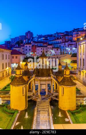 Blick auf den Sonnenuntergang von Jardim da Manga in Coimbra, Portugal Stockfoto