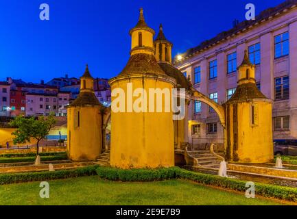 Blick auf den Sonnenuntergang von Jardim da Manga in Coimbra, Portugal Stockfoto