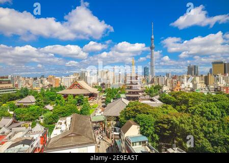 Luftaufnahme von tokyo Stadt mit Senso Tempel in japan Stockfoto