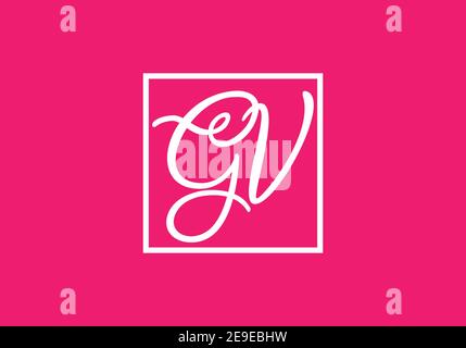 Rosa weiß GV Anfangsbuchstaben Logo-Design Stock Vektor