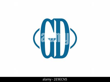 Blaues Logo mit Anfangsbuchstaben des GD Stock Vektor