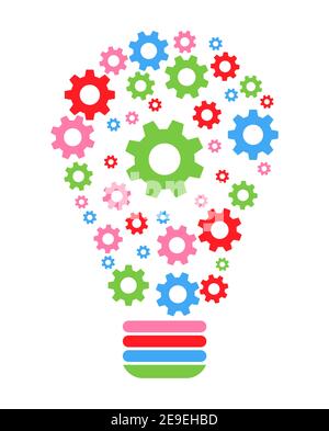 Glühbirne Zahnräder Icon-Einstellungen , für mobile Anwendungen Websites etc. Vektor-Illustration . Stock Vektor