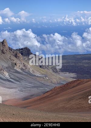 Wunderschöne Aufnahme der Landschaft bei Haleakala, dem Ost-Maui Vulkan auf der Hawaiianischen Insel Maui. Stockfoto