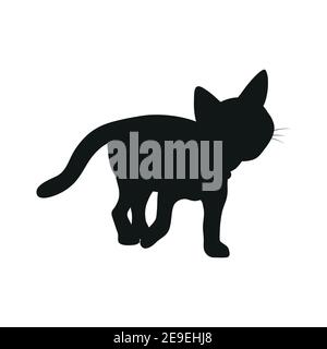 Schwarze Katze, Silhouette, Vektor-Illustration auf weißem isolierten Hintergrund. Stock Vektor