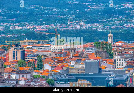 Luftaufnahme von Braga vom Monte Picoto, Portugal Stockfoto