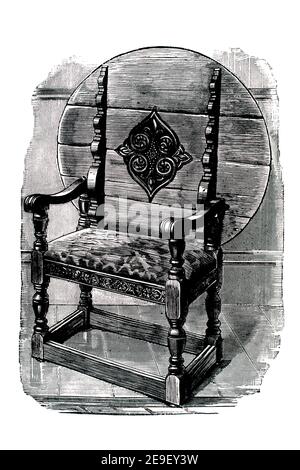 Theodore Hooks Chair-Linie Illustration aus Frederick Litchfields Geschichte der Möbel, veröffentlicht von Truslove und Shirley, reproduziert in 1893 Volum Stockfoto