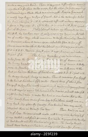 1750. Bericht von Major Caulfeild über die neuen Straßen, die in diesem Jahr in den Highlands gemacht wurden, und über die geplante Straße von der Burg Bremarr nach Cargaff Castle von dort nach Fort George an der Spitze von Ardaseer. Autor Caulfeild, William 48,66.B. Erscheinungsort: [Scotland] Verlag: [William Caulfeild] Erscheinungsdatum: 1750. Objekttyp: 8 Seiten Medium: Inklusive Leerseiten, Handschriftentext in Tinte Maße: 38 cm ehemaliger Besitzer: Georg III., König von Großbritannien, 1738-1820 Stockfoto