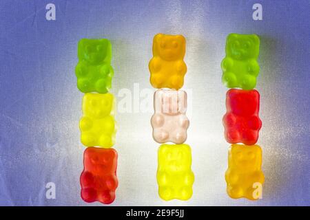 Gemischte Gelee Marmelade, High-Angle-Ansicht des Geschmacks süßen Snack Stockfoto
