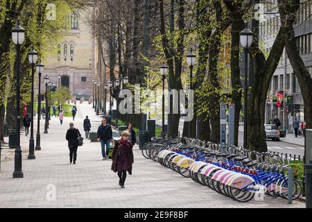 Oslo Bysykkel Leihräder, Eidsvoll Plass, ADJ Sortingsgata, Oslo, Norwegen. Stockfoto