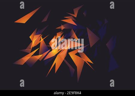 Abstrakte Formen Explosion. Scherben aus zerbrochenem Glas. Leuchtender dynamischer Hintergrund für Sport, Musik oder Computerspiele. Stock Vektor