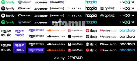 Sammlung beliebter Musik-Streaming-Dienste Logos Stock Vektor