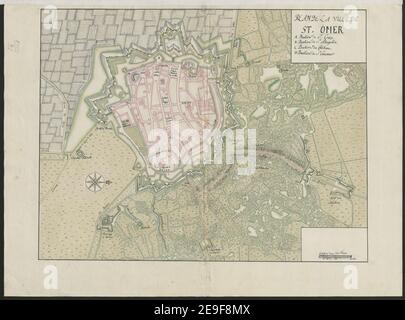 PLAN DE LA VILLE DE ST. OMER. Karteninformationen: Titel: PLAN DE LA VILLE DE ST. OMER. 58,92. Erscheinungsdatum: [Ca. 1710] Objekttyp: 1 Karte Medium: Tusche und Wäsche Maße: 38,1 x 50 cm ehemaliger Besitzer: George III., König von Großbritannien, 1738-1820 Stockfoto