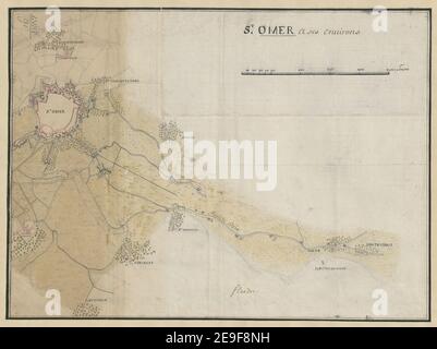 ST. OMER et ses environs. Karteninformationen: Titel: ST. OMER et ses environs. 58,91. Erscheinungsdatum: [Ca. 1700] Objekttyp: 1 Karte Medium: Tusche und Wäsche Maße: 29,5 x 40 cm ehemaliger Besitzer: George III., König von Großbritannien, 1738-1820 Stockfoto