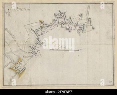 St. Omer. Karteninformationen: Titel: St. Omer. 58,96. Datum der Veröffentlichung: 1711. Objekttyp: 1 Karte Medium: Tusche und Wasch Maße: 29,4 x 39,7 cm ehemaliger Besitzer: George III, König von Großbritannien, 1738-1820 Stockfoto