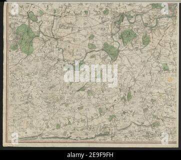 Das Land zwanzig fünf Meilen rund um London, Autor Faden, William 6,94. Erscheinungsort: [London], Verlag: Erschienen am 1. September 1788, von W.m Faden Charing Cross., Erscheinungsdatum: 1788. Objekttyp: 1 Karte auf 4 Blatt Medium: Kupferstich mit Handkolorierung Maße: 99,8 x 121,2 cm ehemaliger Besitzer: George III, König von Großbritannien, 1738-1820 Stockfoto