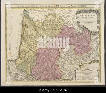 LE GOUVERNEMENT GENERAL DE GUIENNE ET GASCOGNE Autor L'Isle, Guillaume de 63,4. Erscheinungsort: A AMSTERDAM Verlag: Chez IEAN COÃÅVENS et CORNEILLE MORTIER Avec Privilege, Erscheinungsdatum: [Zwischen 1721 und 1726] Artikeltyp: 1 Karte Medium: Handkolorierter Kupferstich Maße: 48 x 58,5 cm ehemaliger Besitzer: George III., König von Großbritannien, 1738-1820 Stockfoto