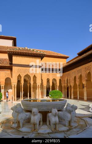 Patio de los Leones (Löwenhof), Alhambra, Spanien Stockfoto