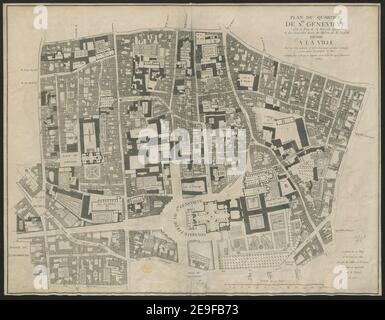 PLAN DU QUARTIER DE STE. GENEVIEVE Autor Le Rouge, Georges-Louis 64,40. Erscheinungsort: A PARIS Verlag: Chez le Rouge, au Chantier de la Croix d'Or, Quay St. Bernard, Erscheinungsdatum: 1767. Objekttyp: 1 Karte Medium: Kupferstich Maße: 51,3 x 66,7 cm ehemaliger Besitzer: George III, König von Großbritannien, 1738-1820 Stockfoto