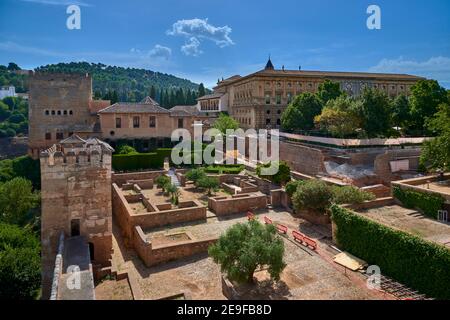 Alhambra Blick vom Vela Turm, Granada, Spanien Stockfoto