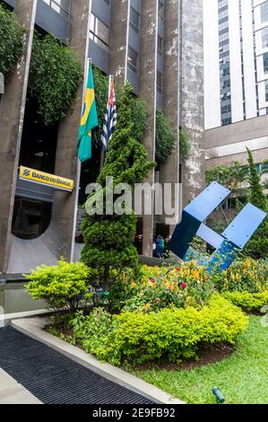 Sitz der Banco do Brasil an der Avenida Paulista, dem wichtigsten Finanzzentrum von Sao Paulo in Brasilien. Stockfoto