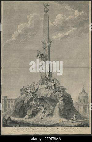 Monument a la Gloire du ROI Louis XVI et de la France Autor Laurent, Pierre 65,34. Erscheinungsort: [Paris] Verlag: Petrus Laurentius Sculptor Regis, Academi√¶ que pictur√¶ Massiliensis Socius, totam hanc tabulam excudit, Erscheinungsdatum: Anno 1777. Art des Artikels: 1 Druck Medium: Radierung und Gravur Maße: Blatt 90 x 60 cm (getrimmt) ehemaliger Besitzer: George III, König von Großbritannien, 1738-1820 Stockfoto