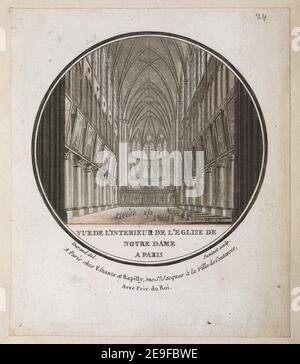 VUE DE L'INTERIEUR DE L'EGLISE DE NOTRE DAME A PARIS. Autor Janinet, Jean-FrancÃßois 65,4.2,24. Erscheinungsort: A Paris Verlag: chez Esnauts et Rapilly, rue St Jacques, aÃÄ la Ville de Coutances, Avec Priv.-du ROI., Erscheinungsdatum: [Zwischen 1785-1792] Artikelnummer: 1 Druckmedium: Radierung mit Handkolorierung Maße: Blatt 14,4 x 11,9 cm. Ehemaliger Besitzer: George III., König von Großbritannien, 1738-1820 Stockfoto