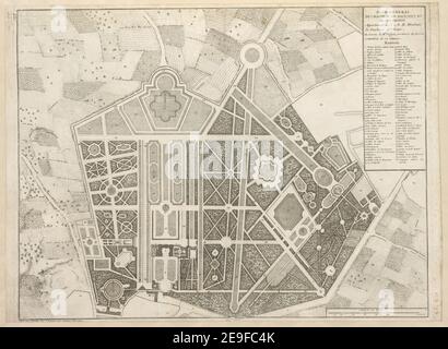 PLAN GENERAL DU CHASTEAU DE BAGNOLET ET DE SES JARDINS VISUAL MATERIAL INFORMATION: TITLE: PLAN GENERAL DU CHASTEAU DE BAGNOLET ET DE SES JARDINS 65,40.A. Erscheinungsort: AParis Verlag: chez Mariette rue S. Iacques aux Colonnes d'Hercules, Erscheinungsdatum: [Zwischen 1719 und 1742] Artikeltyp: 1 Druckmedium: Radierung Maße: Blatt 42,5 x 58 cm (getrimmt) Ex-Besitzer: George III, King of Great Britain, 1738-1820 Stockfoto