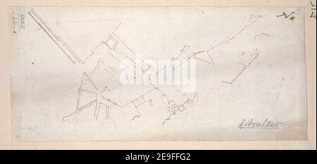 Ein Grundriss der Nordfront der Stadt Gibraltar. Karteninformation: Titel: [Ein Grundriss der Nordfront der Stadt Gibraltar]. 72,46.d. Erscheinungsort: [Gibraltar] Verlag: [Produzent nicht identifiziert] Erscheinungsdatum: [1731-1732?] Objekttyp: 1 Karte Medium: Tusche und Bleistift Maße: 11 x 23 cm ehemaliger Besitzer: George III., König von Großbritannien, 1738-1820 Stockfoto