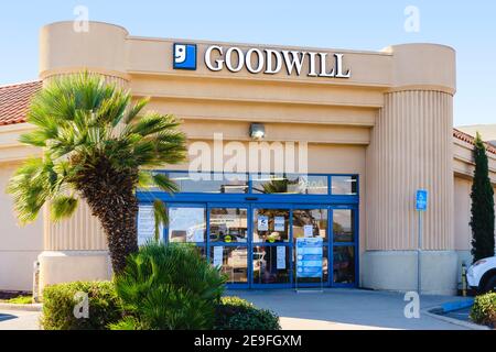 San Jose, Kalifornien, USA - 03. Februar 2021: Goodwill Store und Spendenzentrum in San Jose, Kalifornien. Stockfoto