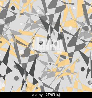 Shattered Abstract in Grau und Gelb nahtlose Vektor-Wiederholungsmuster Oberflächengestaltung Stock Vektor