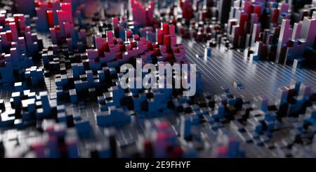 3D abstrakte Infografik mit Rahmen Hintergrund. Big Data. 3D Abbildung Stockfoto