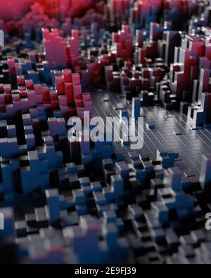 3D abstrakte Infografik mit Rahmen Hintergrund. Big Data. 3D Abbildung Stockfoto