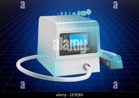 Visualisierung 3D cad-Modell der professionellen Pediküre Maschine, Blaupause. 3D Rendern Stockfoto