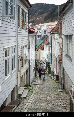 Hennebysmauet, Strandsiden, Bergen, Norwegen Stockfoto