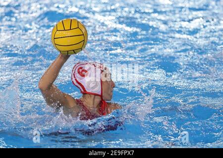 Acquatic Centre of Ostia, Roma, Italien. Februar 2021, 04th. Alkisti Avramidou (Olympiacos Piraeus) während Olympiakos SF Piraeus gegen Plebiscito Padova, Waterpolo EuroLeague Frauenspiel - Foto Luigi Mariani/LM Kredit: LiveMedia/Alamy Live News Stockfoto