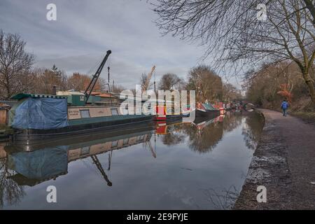 Rochdale Kanal in der Nähe eines Bootsanlegestelle Stockfoto