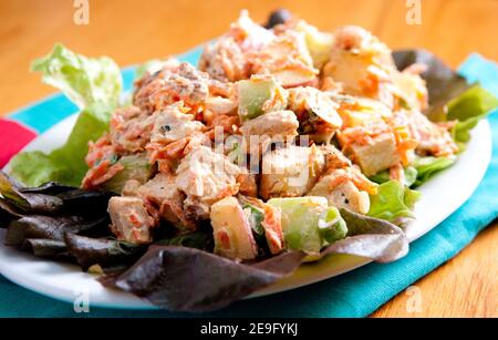 waldorfsalat mit Hühnchen Stockfoto