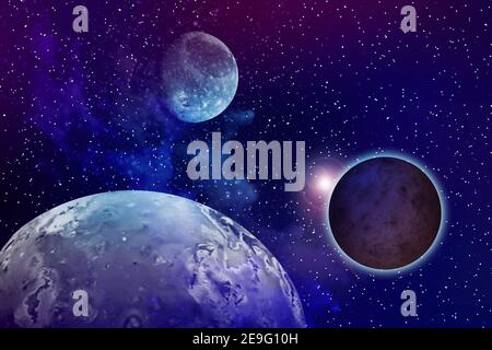 Astrologie Astronomie Erde Mond Raum Big bang Sonnensystem Planeten Schöpfung. Stockfoto