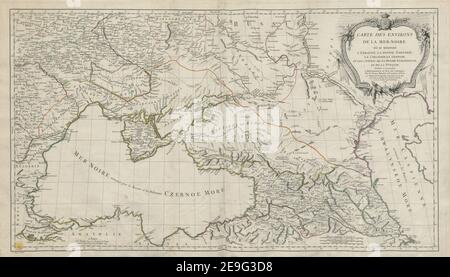 Carte des environs de la Mer Noire Autor Robert de Vaugondy, Gilles 112,106. Erscheinungsort: A Paris Verlag: CheÃÅs l'Auteur Quai de l'Horloge du Palais preÃÄs le Pont-neuf, Avec Privilege, Erscheinungsdatum: 1769. Objekttyp: 1 Karte Medium: Kupferstich Maße: 49,5 x 89,2 cm ehemaliger Besitzer: George III, König von Großbritannien, 1738-1820 Stockfoto