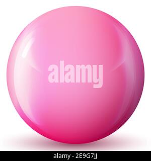 Glas rosa Kugel oder kostbare Perle. Glänzende realistische Kugel, abstrakte 3D-Vektordarstellung auf weißem Hintergrund hervorgehoben. Große Metallblase mit Stock Vektor