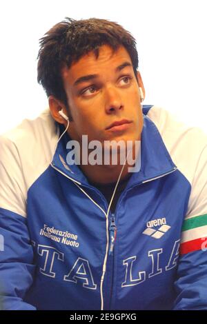 Der Italiener Luca Marin tritt am 6. August 2006 bei den europameisterschaften im Schwimmen in Budapest, Ungarn, auf dem 400 Meter Medley der Männer an. Foto von Nicolas Gouhier/Cameleon/ABACAPRESS.COM Stockfoto