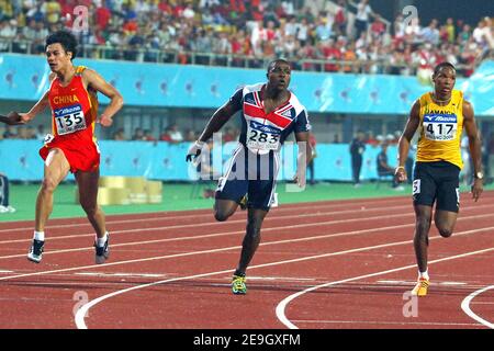 Der Großbritanniens Harry Aikines Aryeetey tritt am 16. August 2006 bei den IAAF-Juniorenweltmeisterschaften 11th in Peking, China, beim 100-Meter-Finale der Männer auf. Foto von Nicolas Gouhier/Cameleon/ABACAPRESS.COM Stockfoto