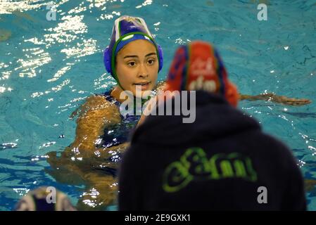 Verona, Italien. Februar 2021, 4th. Verona, Italien, Monte Bianco Pools, Februar 04, 2021, Paula Crespi Barriga - CE Mediterranei Barcelona während der CSS Verona vs CE Mediterrani - Waterpolo EuroLeague Frauen Spiel Kredit: Roberto Tommasini/LPS/ZUMA Wire/Alamy Live News Stockfoto