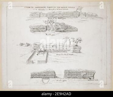 Ein BLICK AUF VERSCHIEDENE TEILE DER RÖMISCHEN MAUERN bei Silchester in Hampshire. MDCCXXXII. Autor Stair, John 14,85.f. Erscheinungsdatum: [1742] Objekttyp: 1 Zeichnung Medium: Feder und schwarze Tinte Maße: Blatt 33 x 40,9 cm Ex-Besitzer: George III, King of Great Britain, 1738-1820 Stockfoto