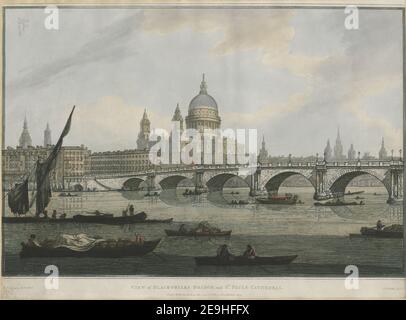 BLICK AUF DIE BRÜCKE DER SCHWARZEN BRÜDER UND DIE ST. PAULS KATHEDRALE. Autor Stadler, Joseph Constantine 22,38.e. Erscheinungsort: London Verlag: Pubd as the Act directs May 31 1790 by W. Byrne No 79 Titchfield Street., Erscheinungsdatum: [Mai 31 1790] Artikeltyp: 1 Print Medium: Aquatinta and Rading with Hand-coloring Größe: Blatt 45,3 x 61,3 cm Alter Besitzer: Georg III., König von Großbritannien, 1738-1820 Stockfoto