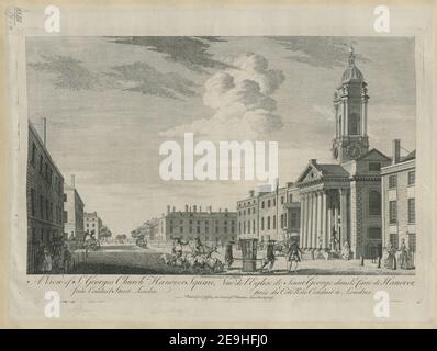 Blick auf St. George's Church, Hanover Square, von der Conduit Street, London = VuÃàe de l'Eglise de Saint George dans le Carre de Hanover, preÃÅs du CoÃÇteÃÅ Rue Conduit aÃÄ Londres. Autor Jefferys, Thomas 23,17.a. Ort der Veröffentlichung: [London] Verlag: Veröffentlichung nach Act of Parliam.t. Gedruckt für T. Jefferys The Corner of St Martins Lane Charing Cross, Erscheinungsdatum: [Zwischen 1760 und 1771] Artikelnummer: 1 Druckmedium: Radierung und Gravur Maße: Plattenmark 28,2 x 41,8 cm, auf Blatt 33 x 44,2 cm ehemaliger Besitzer: Georg III., König von Grossbritannien Stockfoto