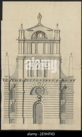 St. Mary Woolnoth . Autor Hawksmoor, Nicholas 23,28.3.o Erscheinungsdatum: [Ca. 1716-1719] Objekttyp: 1 Zeichnung Medium: Feder und schwarze Tinte mit monochromer Wäsche Maße: Blatt 70,2 x 44,2 cm ehemaliger Besitzer: George III, König von Großbritannien, 1738-1820 Stockfoto