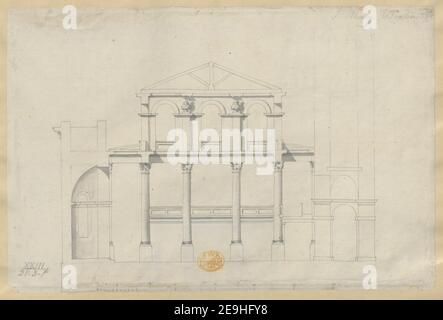 St. Mary Woolnoth. Autor Hawksmoor, Nicholas 23,28.3.p Erscheinungsdatum: [Ca. 1716-1719] Objekttyp: 1 Zeichnung Medium: Feder und schwarze Tinte mit monochromer Waschanlage Maße: Blatt 22,7 x 34,3 cm ehemaliger Besitzer: George III., König von Großbritannien, 1738-1820 Stockfoto