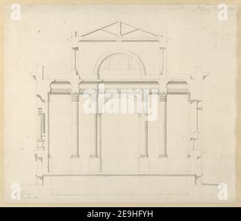 Das Innere von St. Mary Woolnoth. Autor Hawksmoor, Nicholas 23,28.3.U Erscheinungsdatum: [Ca. 1716-1719] Objekttyp: 1 Zeichnung Medium: Feder und schwarze Tinte mit monochromer Waschanlage Maße: Blatt 36,7 x 43 cm ehemaliger Besitzer: George III, König von Großbritannien, 1738-1820 Stockfoto